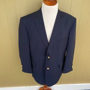David Taylor men 46S 2 button wool blend fully lined blazer navy blue